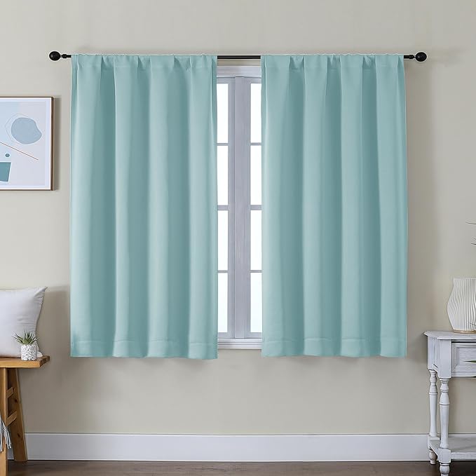 Simplebrand Ava Aqua Short Blackout Curtains by Simplebrand