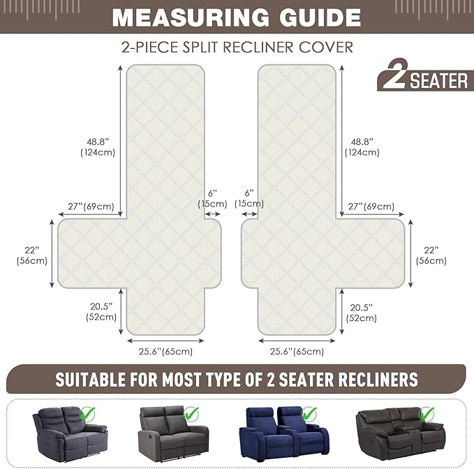 TAOCOCO 100% Waterproof Recliner Loveseat Cover Non Slip Couch Cover - Image 3