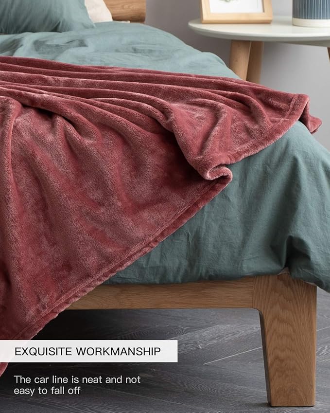 KMUSET Fleece Blanket Twin Size Coral Lightweight Super Soft Cozy Luxury Bed - Image 2