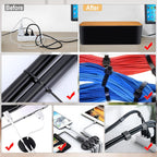 128PCS Cable Management Box 3Pack Cable Management Kit for Power Strip to Hide Wires,Cord Hider Boxes,Cord Box Safe ABS Material Wire Organizer of Cable Clips Sleeve for Home & Office, Black