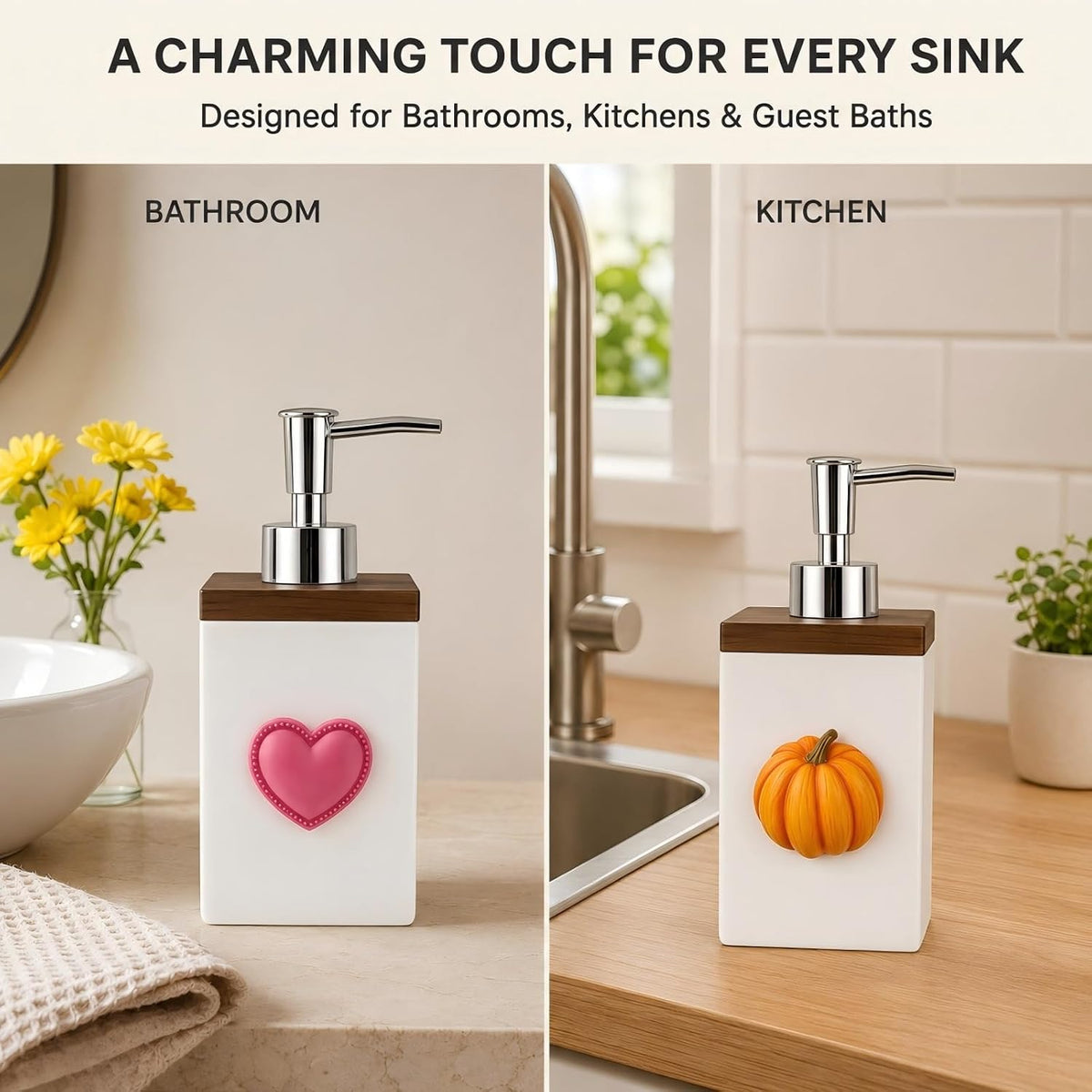 Seasonal Soap Dispenser with 9 Interchangeable Magnets for Holidays
