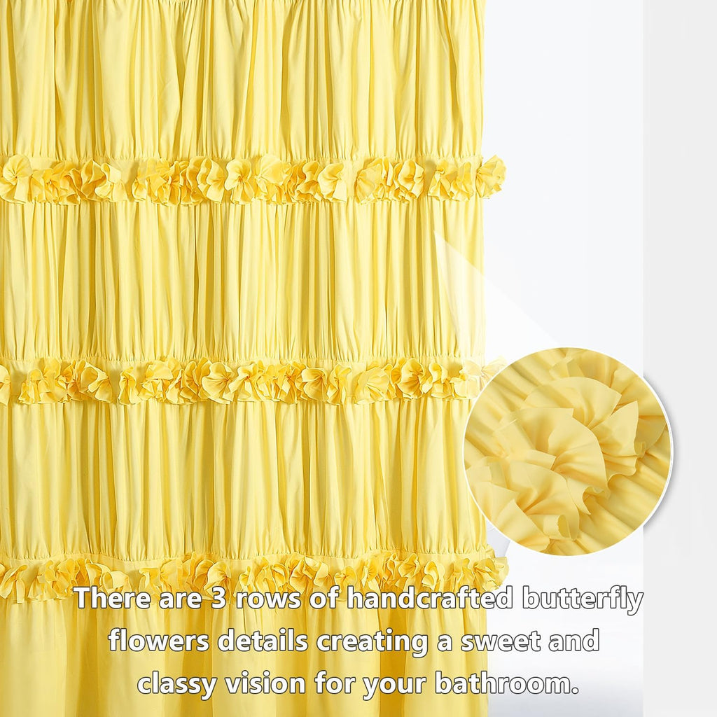 Homechoice Decor Bright Yellow Shower Curtain with 12 Buttonholes