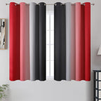 Estelar Textiler Ombre Red and Black Curtains 54 Inch Length 2 Panels, 100% - Image 2