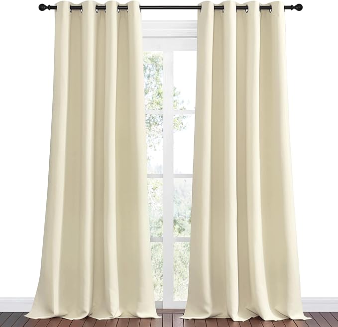 NICETOWN Beige Room Darkening Curtains 120" Long - Image 2