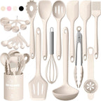 Silicone Kitchen Utensils Set, Umite Chef 22Pcs Cooking Utensils Spatula Set, Heat Resistant Non-Stick Silicone, Dishwasher Safe Cooking Gadgets Tools Set(Black)