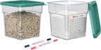 2 Pack 4 QT Commercial Food Storage Containers with Lids, Clear Square Containers for Flour, Rice, Sugar, Pet Food and Dry Ingredients Storage with FIFO Label Area