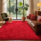 4x6 Ft Red Shag Rugs for Bedroom Living Room Decor, Ultra Soft Fluffy Furry - Image 2