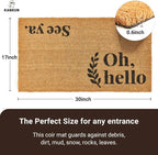 KANKUN Coco Coir Door Mat with Heavy Duty Backing, Welcome Doormat, Doormat - Image 3