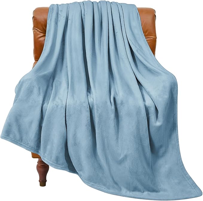 BEDELITE Fleece Blanket Washed Blue Throw Blankets by BEDELITE