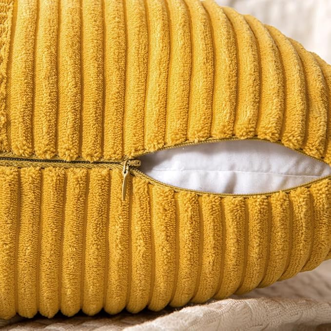 MIULEE Mustard Yellow Decorative Throw Pillow Covers 16x16 Inch - Image 3