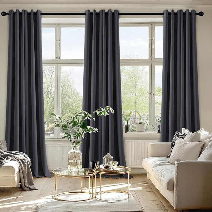 MIULEE Dark Grey Blackout Curtains - Image 6