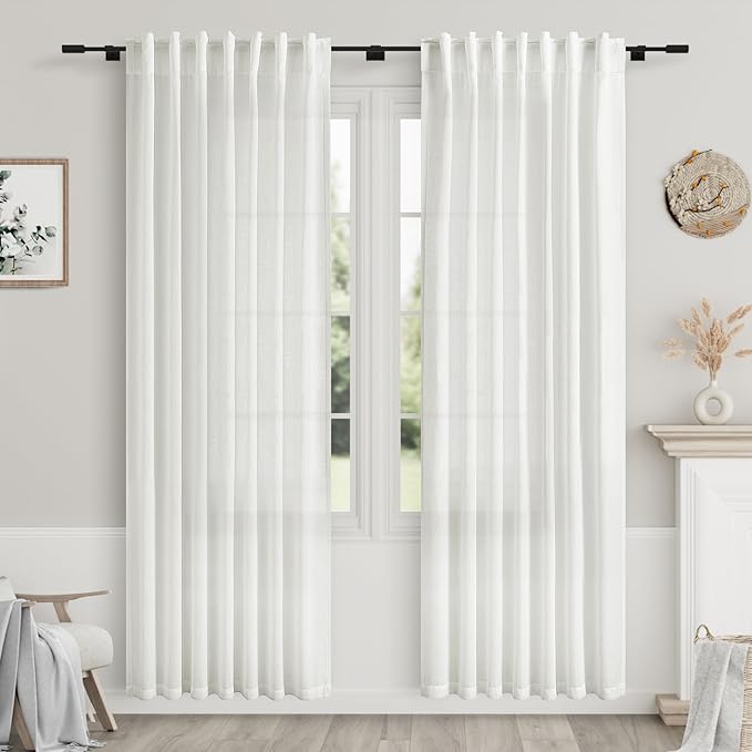 Off White Linen Curtains 80 inches Long by Nanspring