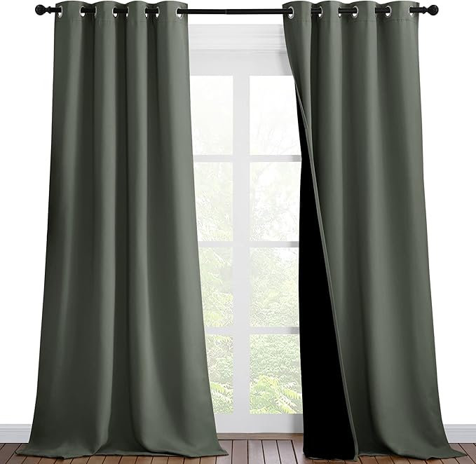NICETOWN Dark Mallard Blackout Curtains 90 inches Long, Full Light Blocking by NICETOWN