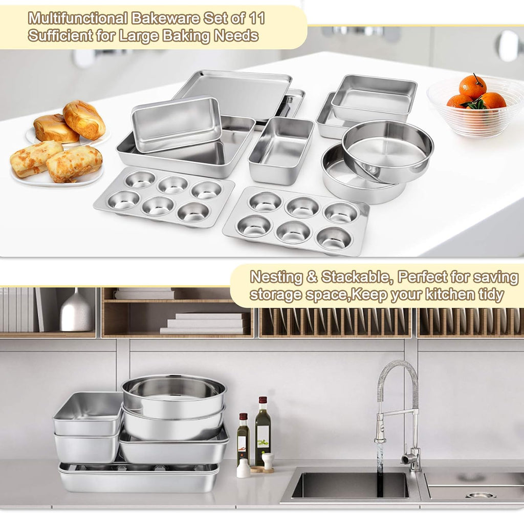 TeamFar Stainless Steel Bakeware Set of 11