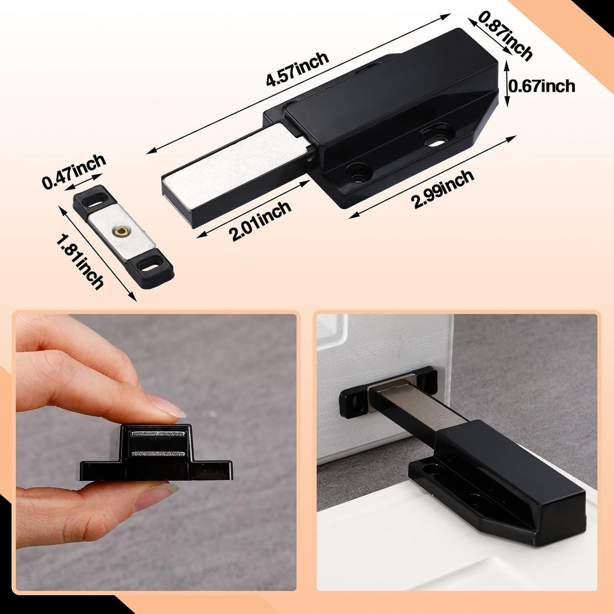 Zonon 16 Pack Magnetic Push Latch Push to Open Cabinet Hardware, Black