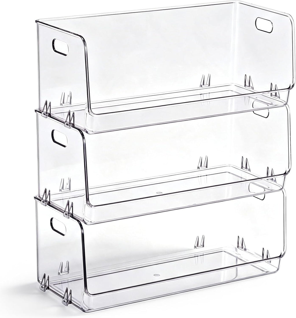 6 Pcs Stackable Storage Bins Open Front Clear Pantry Organizer