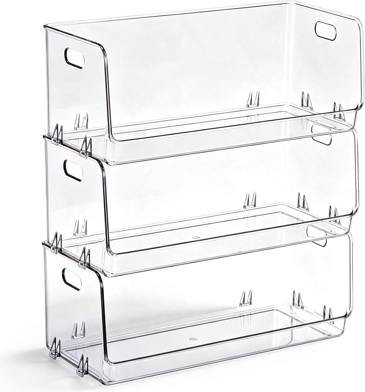 6 Pcs Stackable Storage Bins Open Front Clear Pantry Organizer