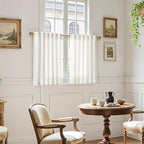 Nanspring Beige White Linen Curtains 36 Inch Length - Image 6