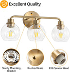 Bathroom Light Fixtures Gold Vanity Light 3 Light Brushed Brass