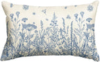 AVOIN colorlife Wildflowers Spring Summer Blue Throw Pillow Cover, 12 x 20 Inch by AVOINcolorlife