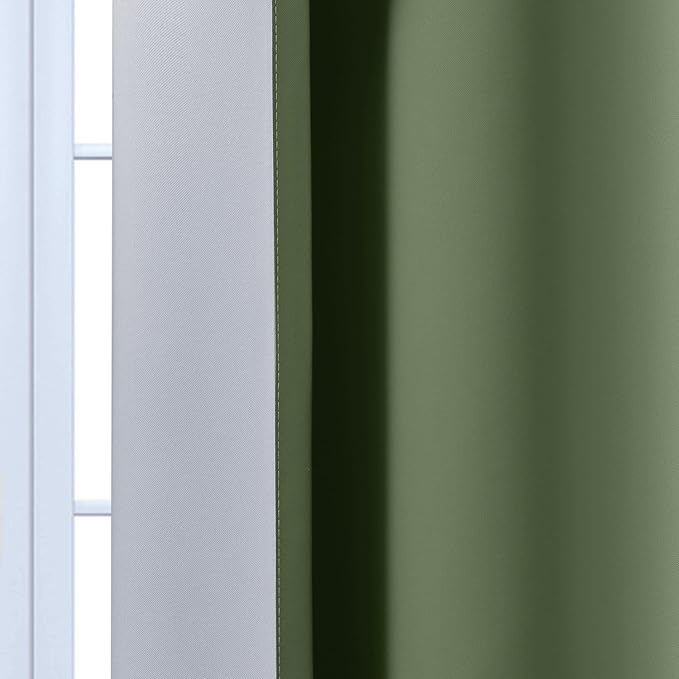 Yakamok Greyish White and Sage Green Ombre Curtains, Light Blocking Curtains - Image 5