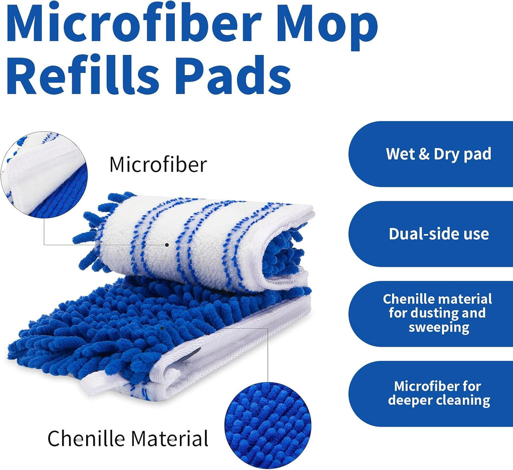 4 Pack Mop Heads Replacements Compatible with O-Cedar Dual-Action Flip Mop