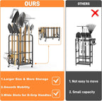 TORACK Garden Tool Organizer Stand with Wheels, Rakes Shovels Tools Stand