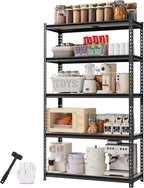 WORKPRO 5-Tier Storage Shelf, 72" H Heavy Duty Adjustable Garage Shelving Unit 2180LBS Capacity, for Basement, Kitchen, Pantry, 35.4”Wx15.7”Dx72”H, Black