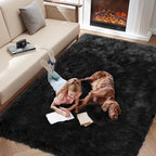 Black Faux Fur Rug for Bedroom 3'x5' Soft Shag Fuzzy Rugs for Living Room - Image 3
