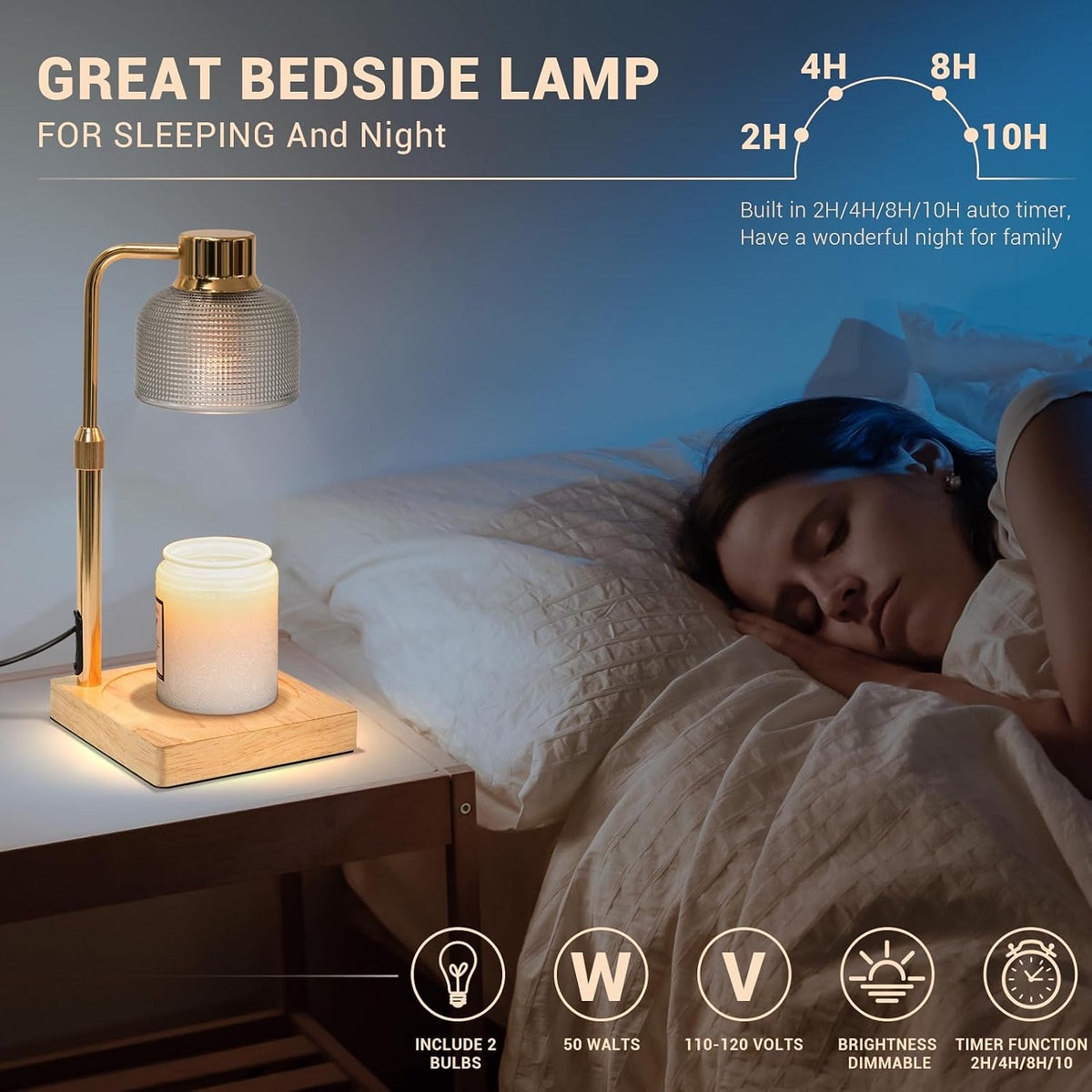 Candle Warmer Lamp with Timer: Birthday Gifts for Women Mom Her - Gold