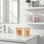 Amber Thick Glass Bathroom Qtip Holder, 2 Pack