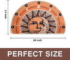 Semi Round Boho Sun and Moon Bathmat Fun Bath Mat Non Slip Washable Bathroom Decor Half Circle Bohemian Home Floor Doormat Semicircle Indoor Rug (Gold, No Fluff)
