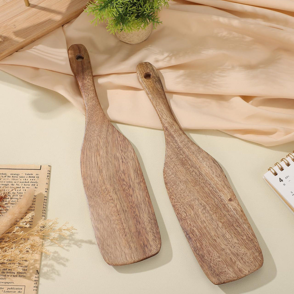 ABOOFAN 2pcs Mattress Lifters Acacia Wood 10.10X2.44X0.47in
