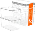 6 Pack Clear Storage Bins with Lids, 7 Quart Pantry Organizer Bins