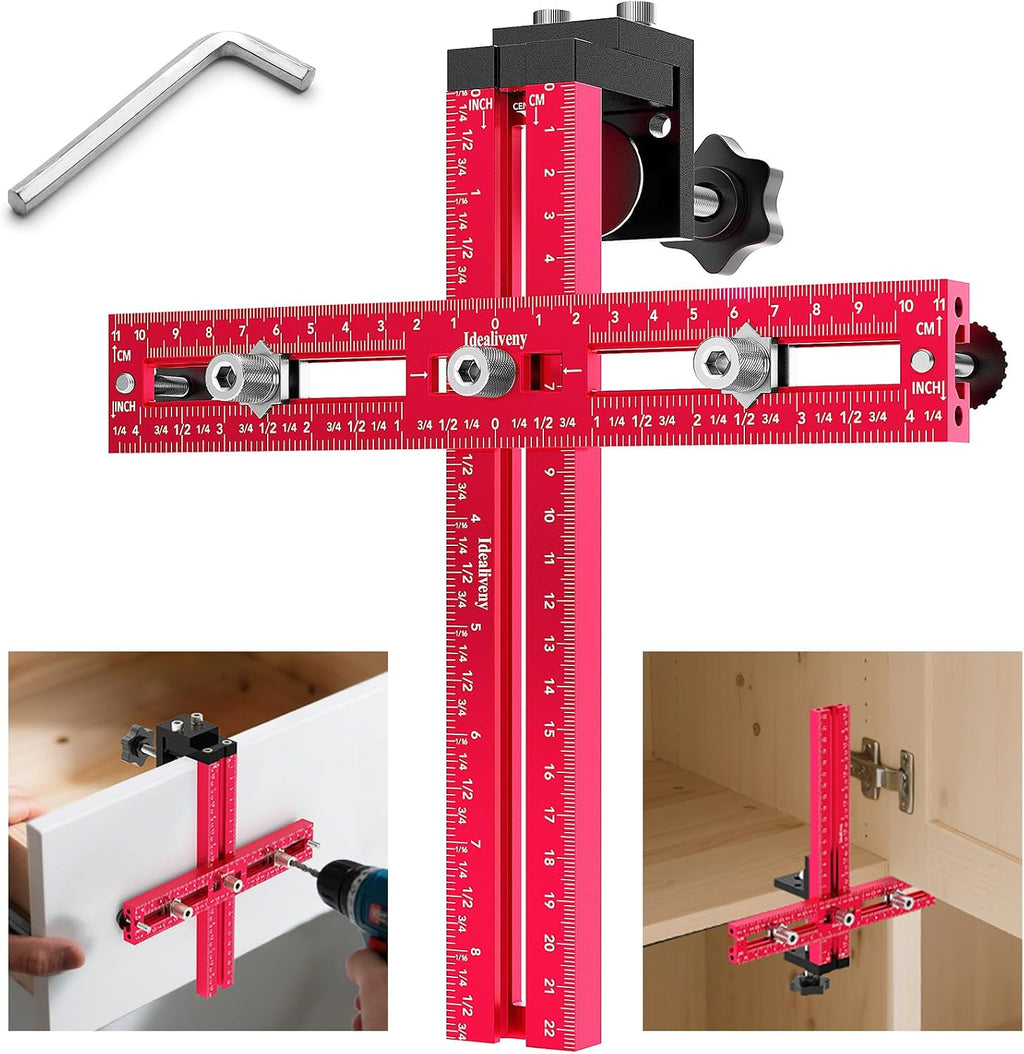 Cabinet Hardware Jig – Adjustable Drill Guide Template for Knobs & Handles Precision Hole Locator for DIY Cabinet Installation Fits 2.5" to 7.5" Spacing