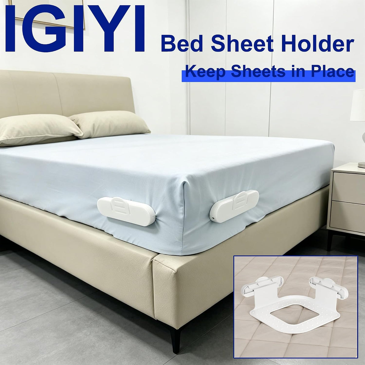Bed Sheet Holders for Corners, 4 Pack Fitted Sheet Clips with Lock Buckle