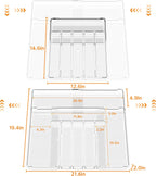 BPA-Free Expandable Utensil Drawer Organizer - Clear Plastic Adjustable Storage Tray for Kitchen Flatware, Knives, Forks and Spoons