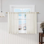 Nanspring Cream Short Linen Kitchen Curtains 36 Inch Length, Over Sink Light by Nanspring