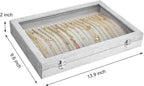 Siveit Necklace Organizer Box Premium 20 Hooks Necklace Display Jewelry Tray with Transparent Lid Jewelry Necklace Display Box for Necklace Pendants Suitable for Women and Girls (Grey)