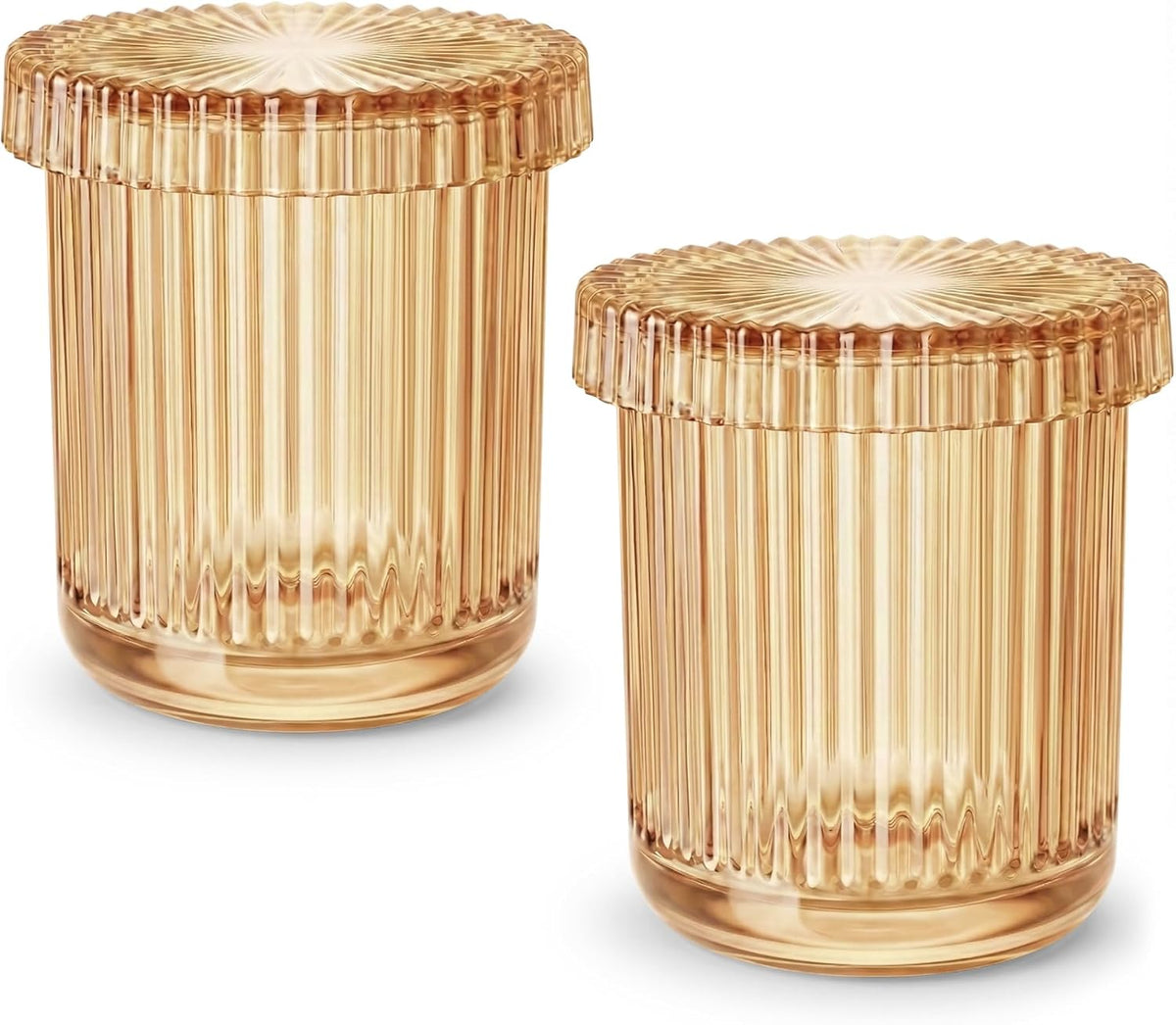 Amber Thick Glass Bathroom Qtip Holder, 2 Pack
