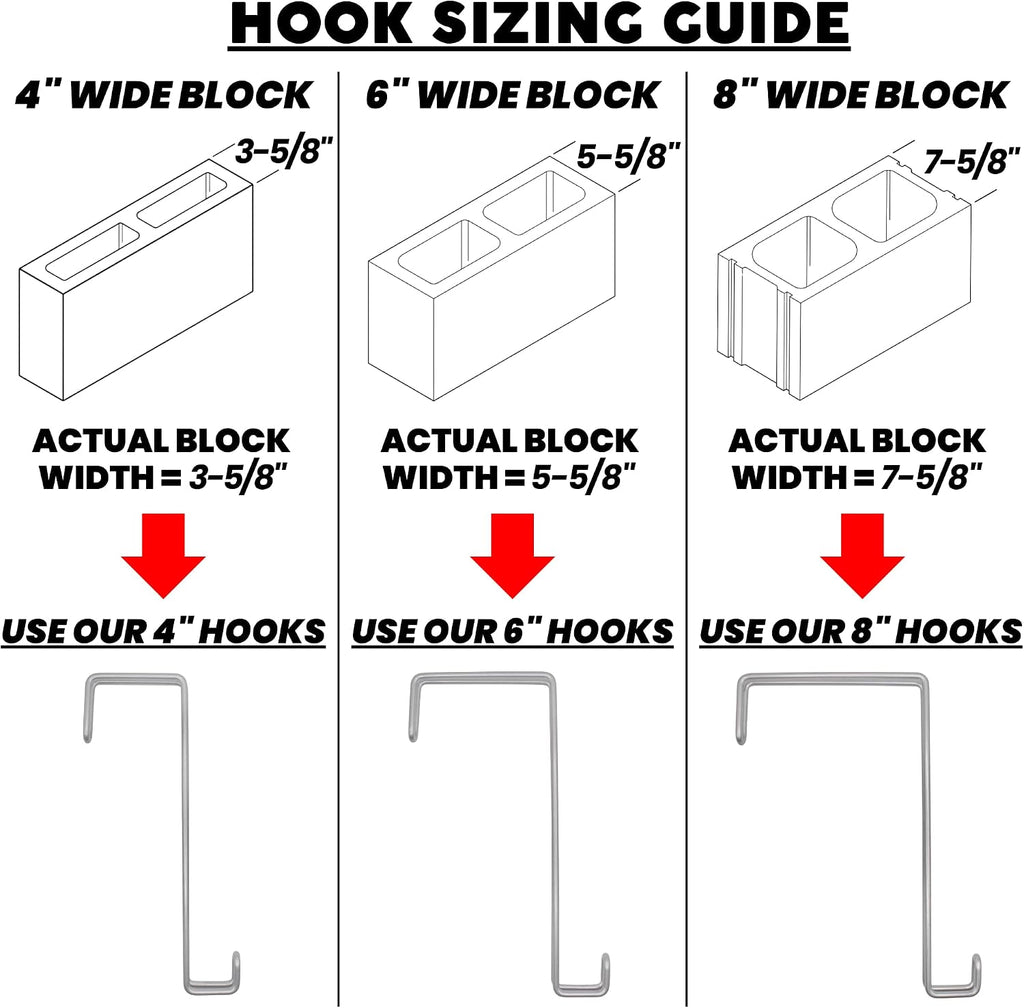 Over The Wall Heavy Duty Concrete Cinder Cement Block Wall Outdoor No Drill Fence Hooks Hangers - Extra Long Large Rafter Ladder Pool Equipment Pole Hangers for Planters Hoses Horse Tack Organization