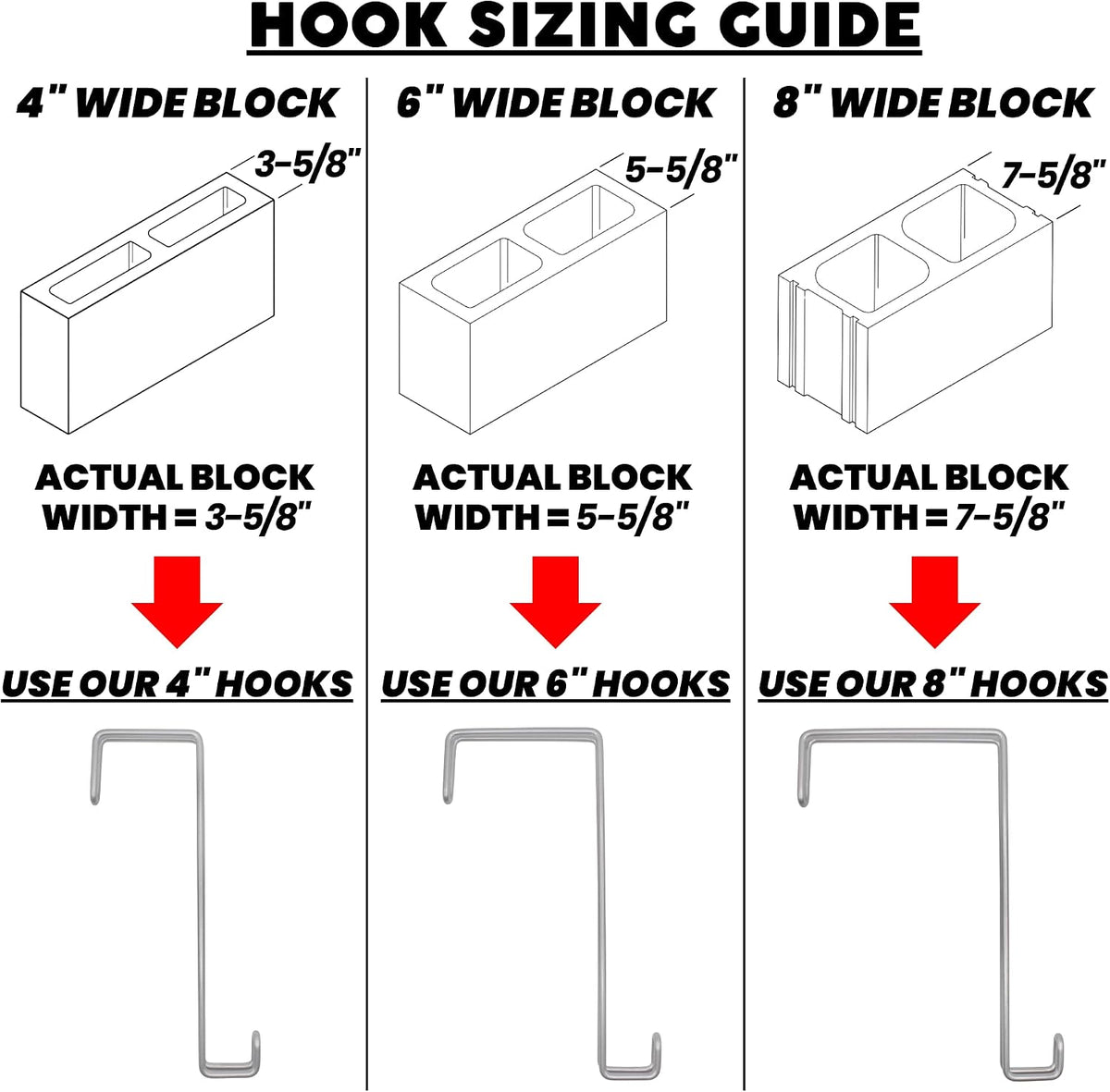 Over The Wall Heavy Duty Concrete Cinder Cement Block Wall Outdoor No Drill Fence Hooks Hangers - Extra Long Large Rafter Ladder Pool Equipment Pole Hangers for Planters Hoses Horse Tack Organization