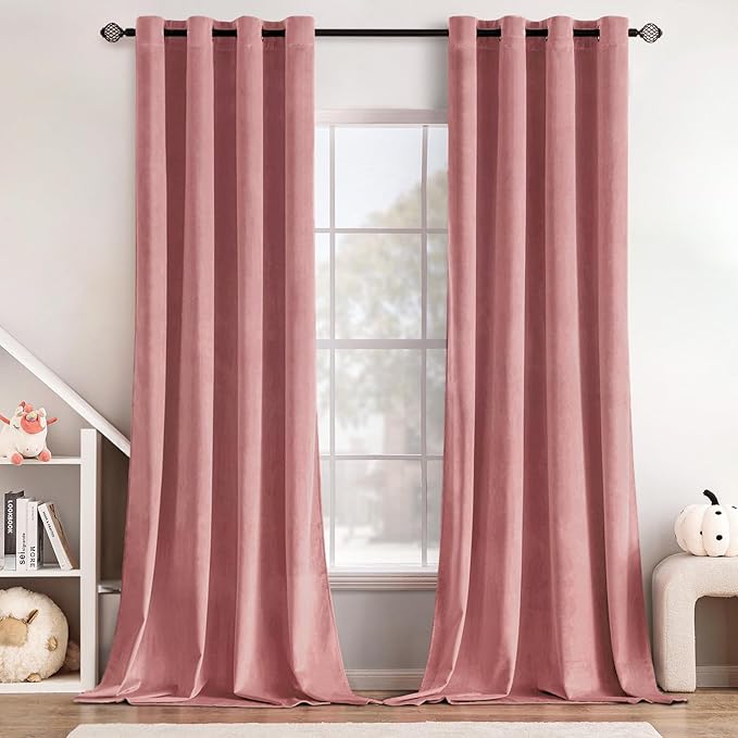 MIULEE Blush Pink Curtains Thermal Insulated Polyester Soundproof Room by MIULEE