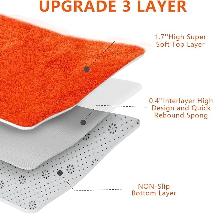 Orange Shag Area Rugs for Bedroom Living Room, 8X10 Ultra Soft Fluffy Area Rugs - Image 4