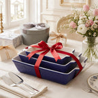 SOUJOY Set of 3 Ceramic Bakeware Set, Rectangular Baking Dishes with Handle