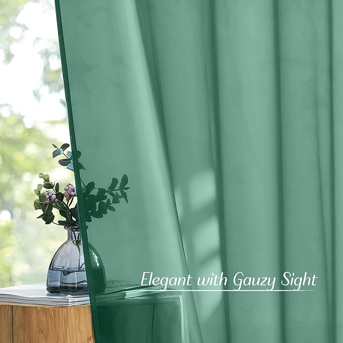 NICETOWN Green Sheer Curtains for Chirstmas Day, Grommet Voile Sheer Window - Image 5
