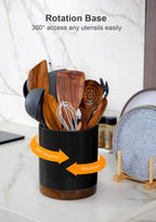 Ceramic Rotating Kitchen Utensil Holder for Countertop, 7.2'' Black