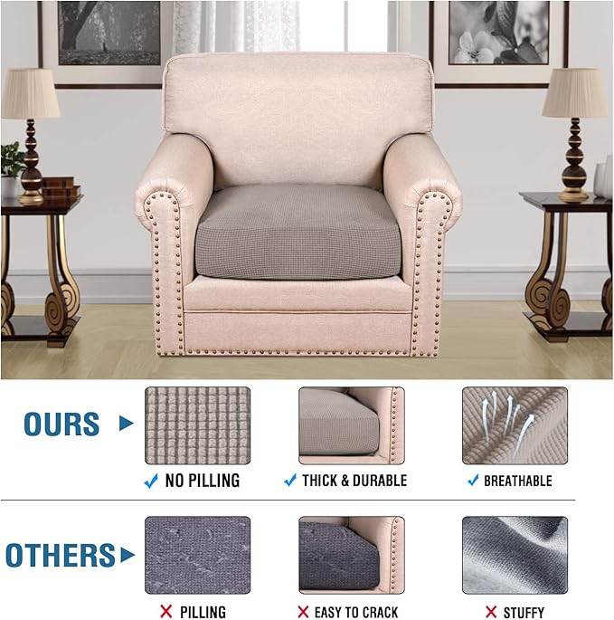 H.VERSAILTEX Stretch Couch Cushion Covers Individual Seat Sofa Chair Slipcovers - Image 2