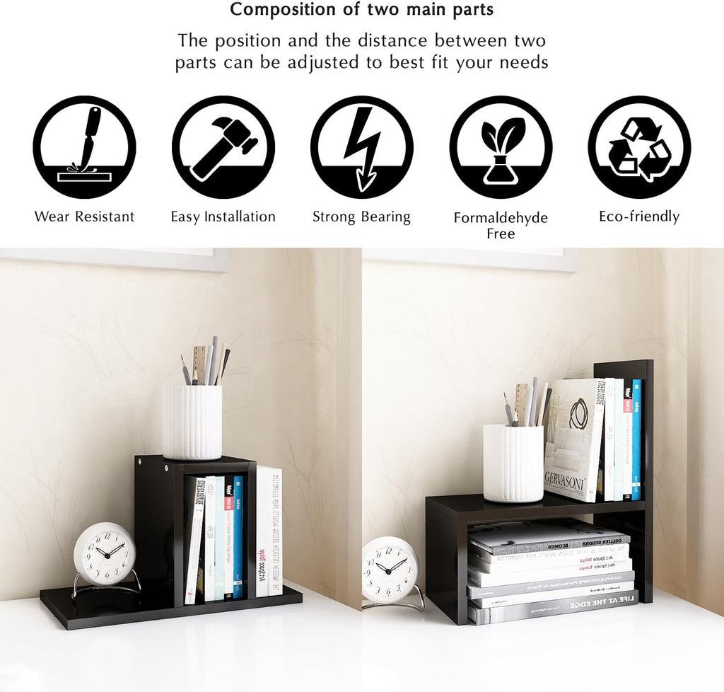 Jerry & Maggie Adjustable Rotatable Wood Desktop Display Shelf Black