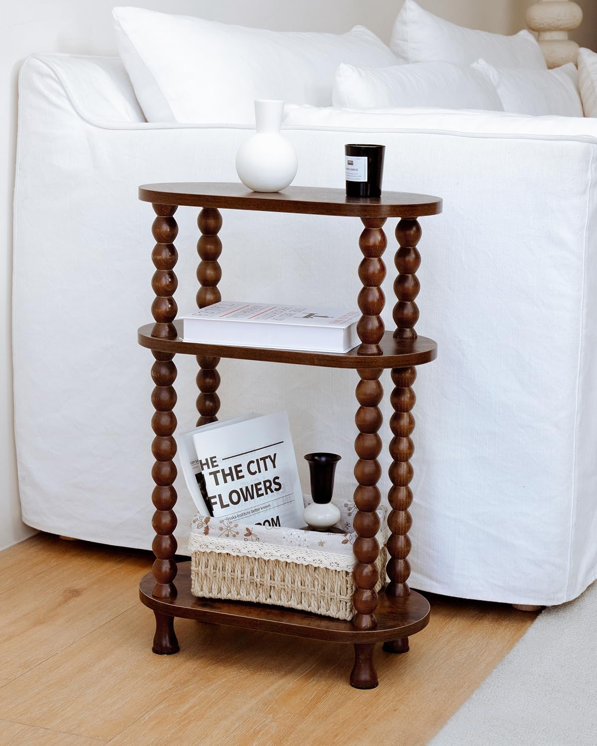 3-Tier Narrow Side Table, Slim End Table for Small Spaces